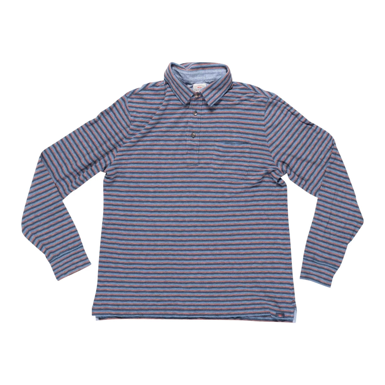 image of Faherty Luxe Organic Cotton Striped Long Sleeve Polo Shirt - Men's