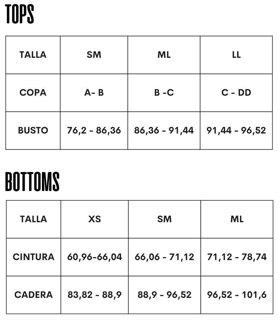 Guia de tallas onzie