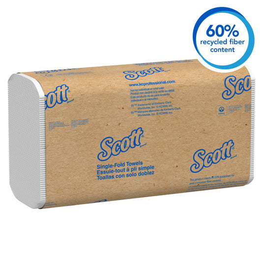 Scott® Essential Folded Towel, 1-Ply, White, 16 Packs, 250 Towels, 01700