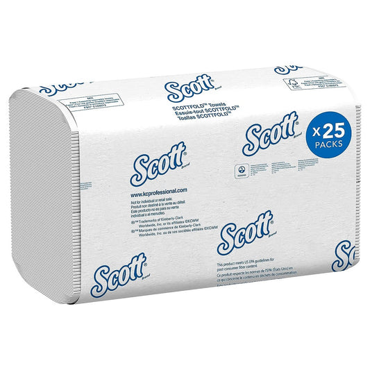Scott® Pro Scottfold Multifold Paper Towels (01960), with Absorbency Pockets, 9.4" x 12.4" sheets, White, (175 Sheets/Pack, 25 Packs/Case, 4,375 Sheets/Case)