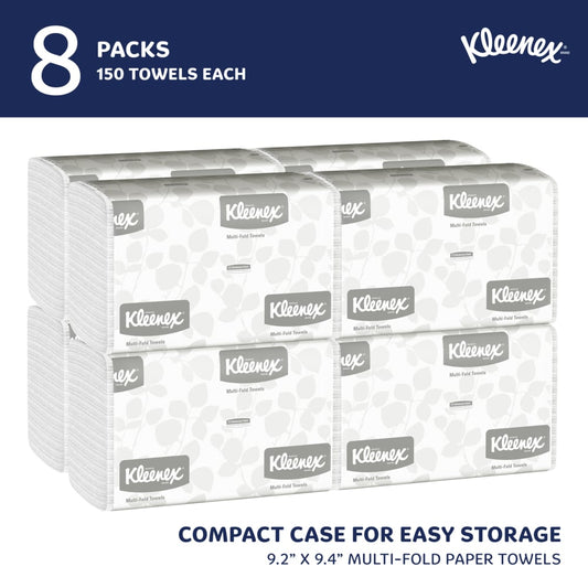 Kleenex® Folded Towel Multi-Fold, White, 8 Packs, 150 Sheets, 02046