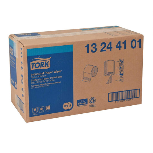 Tork® Advanced Industrial Paper Wiper, 4-Ply, Blue, 375 Wipers/Roll, 2 Rolls/Case, 13244101