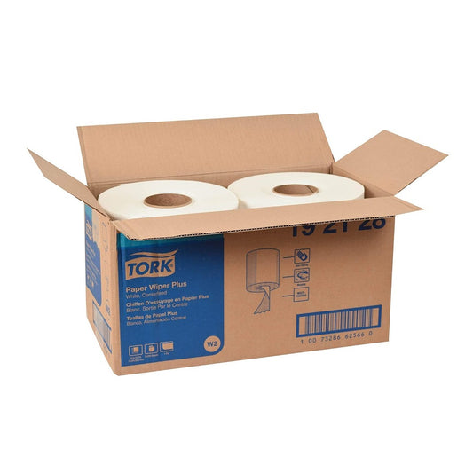 Tork® Advanced Paper Plus Centerfeed Wiper, White, 1 Ply, 380' Roll, 192128