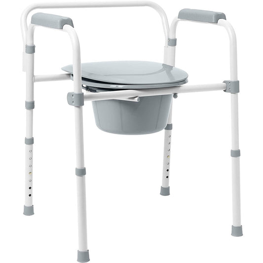 Medline 3-in-1 Steel Bedside Commode, 350 lb Capacity