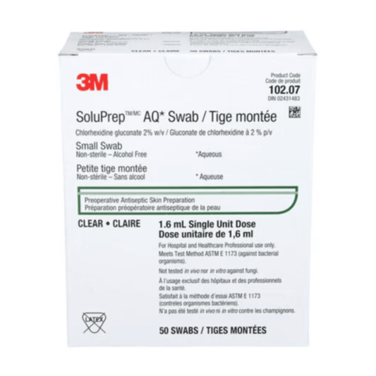 3M SoluPrep Swab 2% CHG Alcohol Free - Box of 50