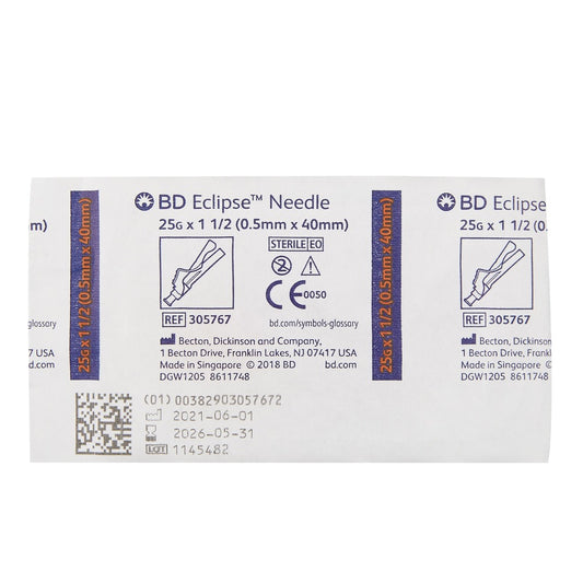 BD ECLIPSE™ STERILE NEEDLES 25G X 1½" - 305767