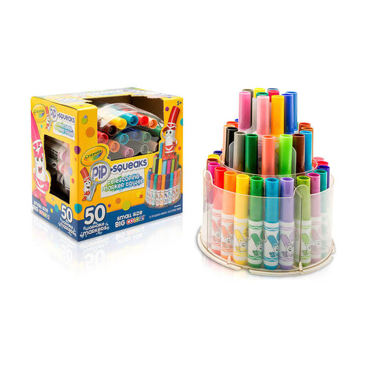 Crayola Pip-Squeaks Telescoping Marker Tower, 50 Counts, Assorted Colours