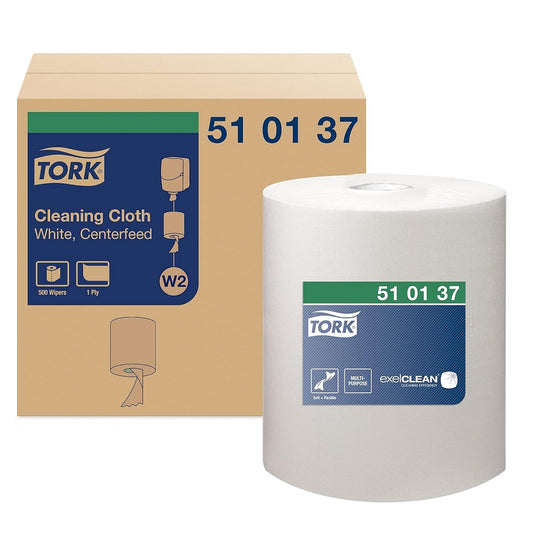 Tork® Premium Multipurpose Cleaning Cloth, 1-Ply, White, 500 Sheets/Roll, 1 Roll/Case, 510137
