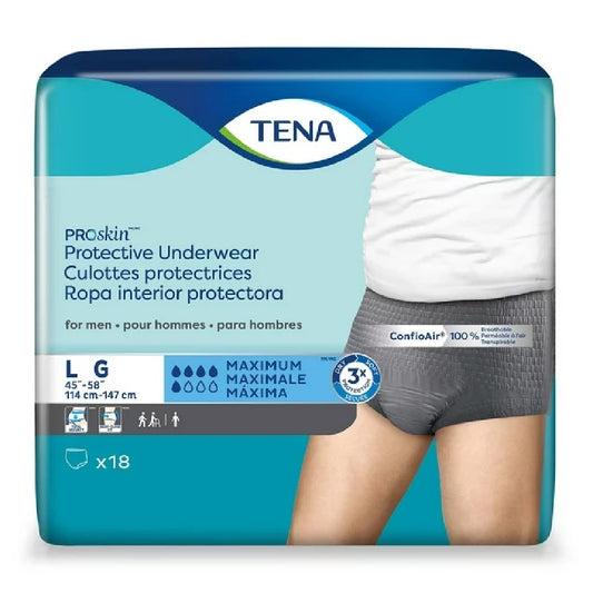 TENA ProSkin Maximum Absorbency, Men, Grey, 45" - 58", L- 73530