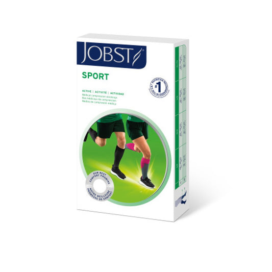 JOBST Sport Compression Socks 20-30 mmHg Knee High, Closed Toe, Pink/Gray