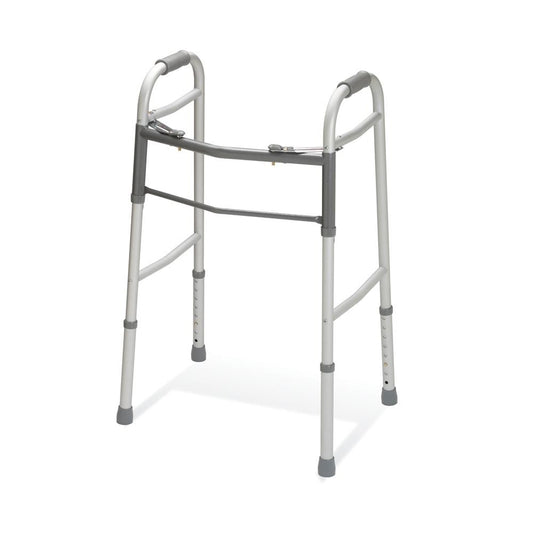 Medline Guardian Two-Button Walker, Folding, Palm Release, 300 lb. Capacity -E0135