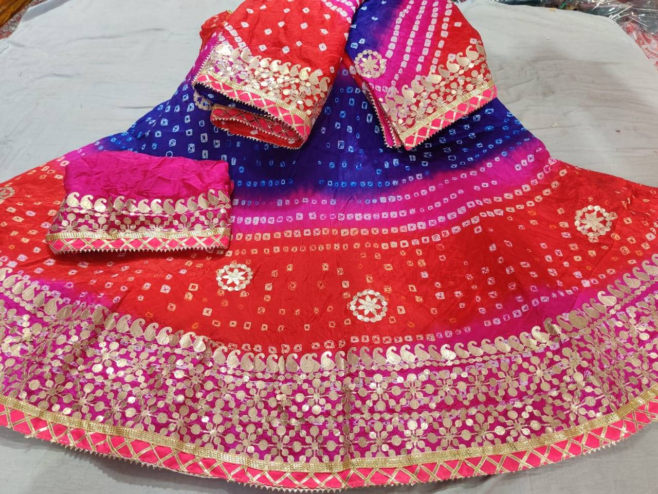 Buy Natkhat Apparels Girls Rajasthani, Jaipuri, Lehenga Choli, chaniya  choli, with dupatta, Aari work, mirror work, hand work, beads & sitara work,  heavy Cotton (6-12 Months, Green) at Amazon.in