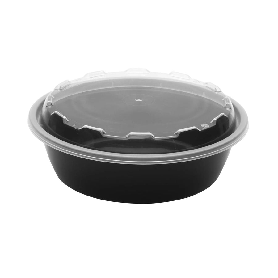 32 oz. Round Black Containers and Lids, Case of 150 – CiboWares