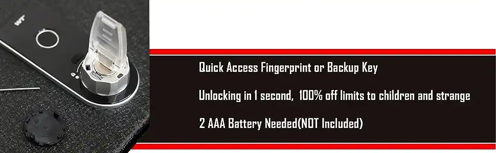 center console fingerprint lock gun safe feature: Quick Access Fingerprint or backup key. Unlocking in 1second, 100% off limits to children and strange.