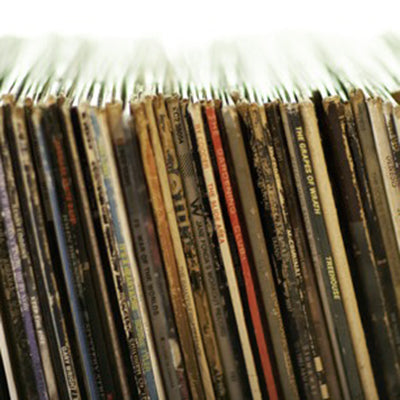 Vinyl records spines
