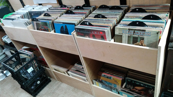 DIY plywood record storage bins