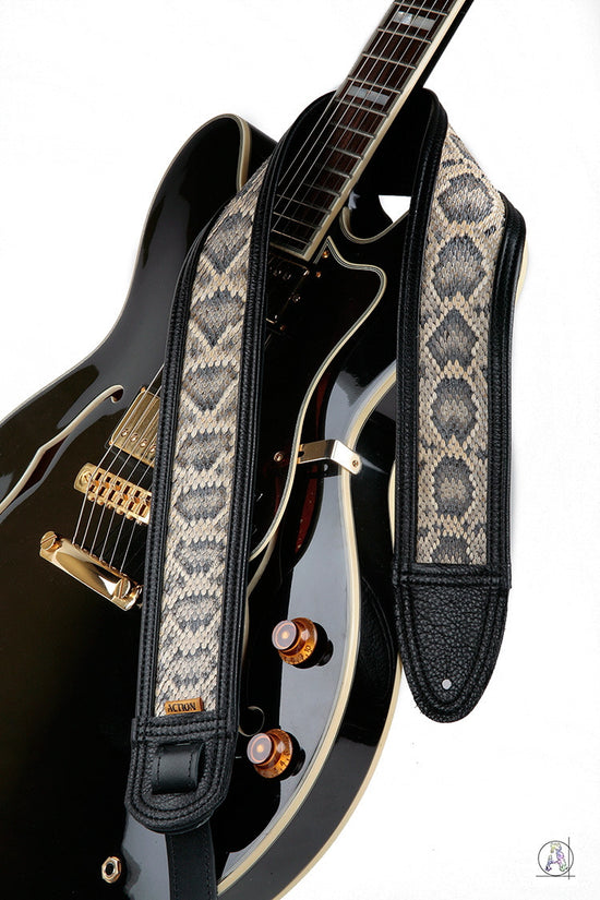 Glitter Snake guitar strap, shiny and sparkly faux snake skin Vegan