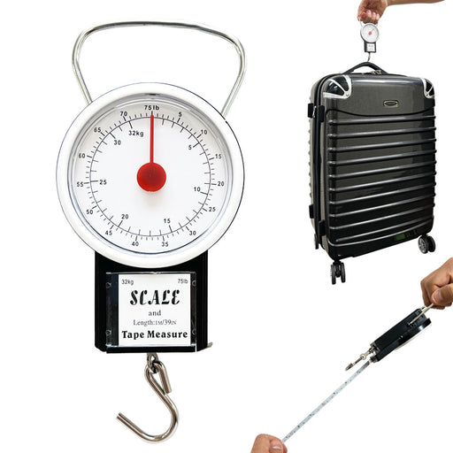 35kg 80lb Travel Luggage Scale Suitcase Fishing Compact Weighing 1M Tape  Measure