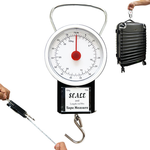 35kg 80lb Travel Luggage Scale Suitcase Fishing Compact Weighing 1M Tape  Measure