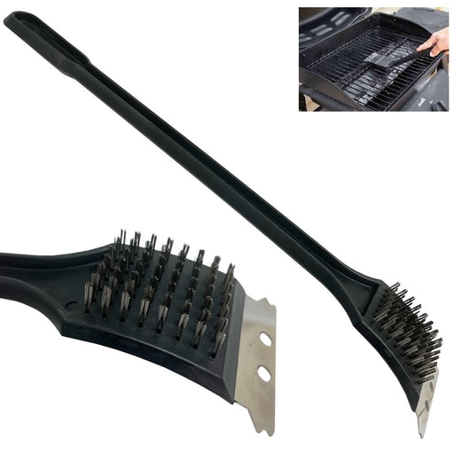 Barbeque BBQ Grill Brush Brass Bristles & Scraper Tool Long Handle Cooking  New ! 