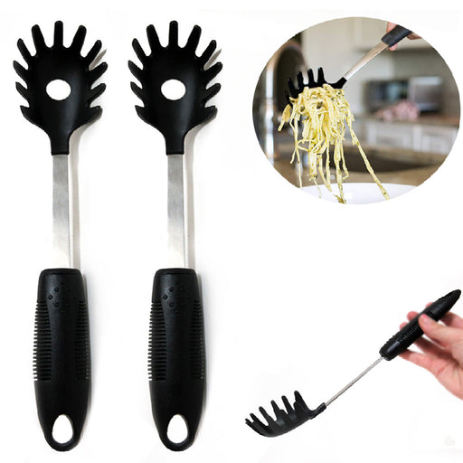 2 Pc Pasta Spaghetti Server Spoon Fork Scooper Kitchen Tool Utensil Noodle  Claw
