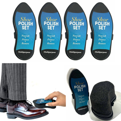 4 PC Express Shoe Shine Polish Sponges Instant Shine Leather Care Boots  Protects
