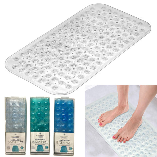 AllTopBargains 1 Strong Suction Grip 27 x 14 Bath Mat Textured Rubber Non-Slip Shower Mats