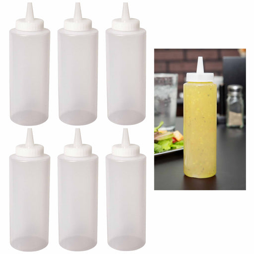 4PC Clear Squeeze Bottles 12 oz Condiment Ketchup Mustard Oil