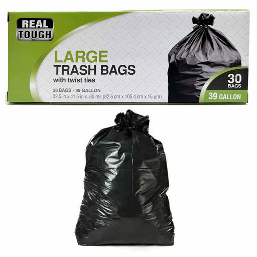 80 Large 30 Gallon Commercial Trash Garbage Can Bags Heavy Duty Yard Kitchen Tie