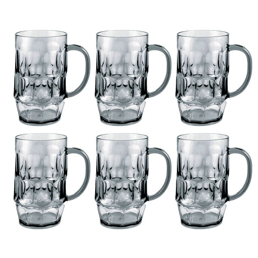 Plastic Beer Mugs with Handle - Bulk Set of 6 Acrylic Beer Drinking Cups  for Men, and Women (26 oz each) with Bottle Opener in 2023