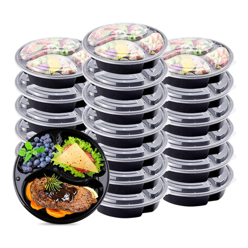 12 Meal Prep Containers 3 Compartment Plate W/ Lids Reusable Food Storage  30oz, 1 - Harris Teeter