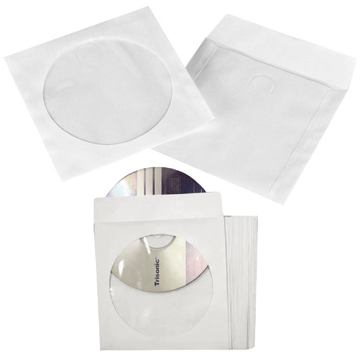 HAPLIVES CD/DVD/BluRay Sleeves,Double-Sided Refill Plastic Sleeve for CD  and DVD Storage Binders,100 Pack (White)