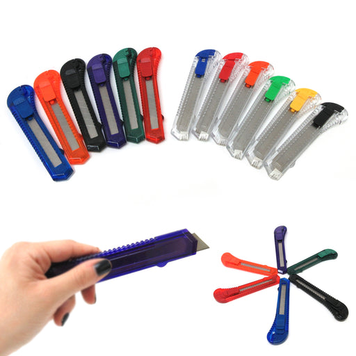 10 Knife Utility Box Cutter Plastic Retractable Lock Razor Sharp Blade Tool  Sets 