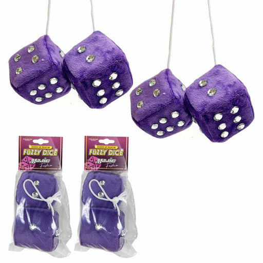 Pair Fuzzy Dice Rear View Mirror Hanging Decoration - Stealth Car