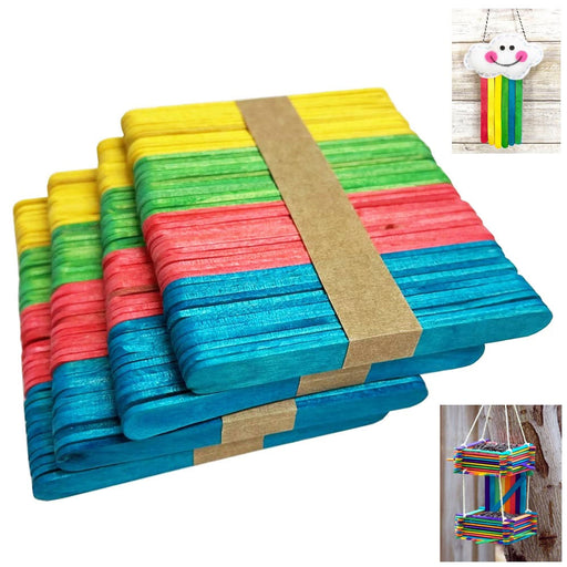 400 Pc Colored Wood Popsicle Sticks Art Project School Kids Wooden Cra —  AllTopBargains