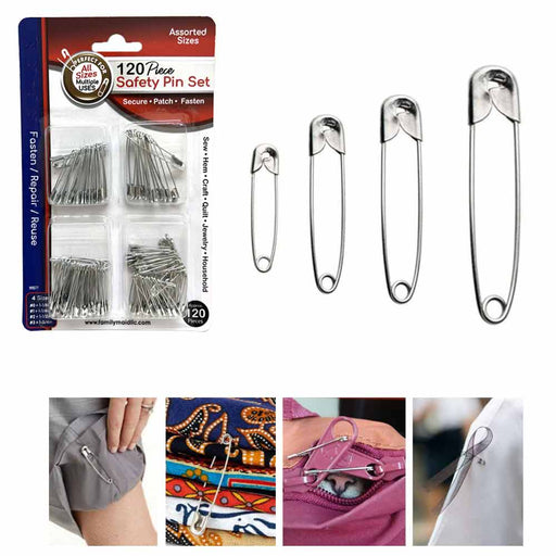 360 Pack Multiuse Safety Pins Heavy Duty Small Large Bulk Steel