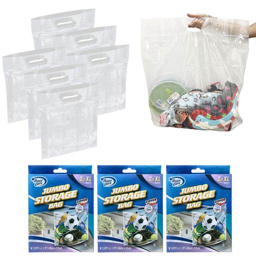 Clearware 12 Large Plastic Bags With Zipper Top - 3 Gallon Bags 16 x 18,  Extra Large Storage Bags for Clothes, Travel, Moving, Large Reusable