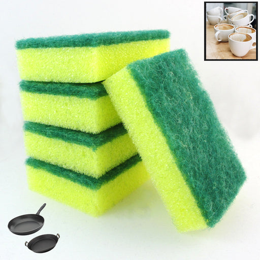 48 Lot Multi Purpose Yellow Dish Sponge Green Scrubber Scrub Scourer Wash Dishes