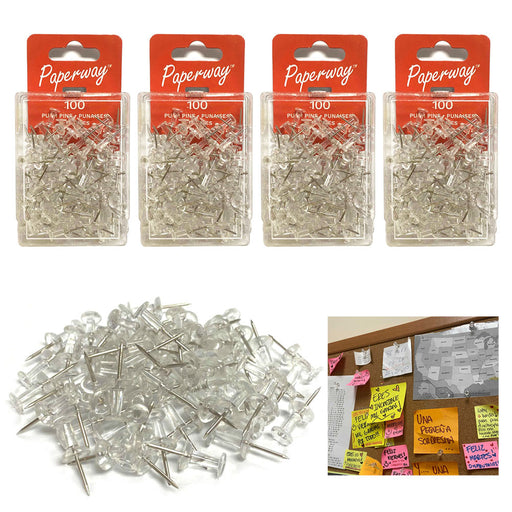 LAGEBONA Push Pins,300 Count Clear Push Pins,Suitable for Cork  Board，Wall，Office，School ，BulletinBoard ，Poster，Stick Pins