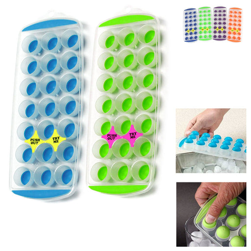 4 Push Out Ice Cube Trays Easy Pop Out Round Cubes Flexible Silicone Bottom  Tray, 1 - Kroger