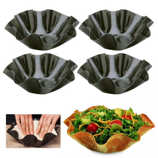 Tortilla Bowl Taco Pan Maker - Non Stick Carbon Steel - Perfect for Tortilla  Shells, Tostada, Taco Salads, Desserts & More - 7x7x3 Large 4pc Set 