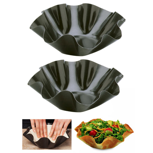 Tortilla Bowl Taco Pan Maker - Non Stick Carbon Steel - Perfect for Tortilla  Shells, Tostada, Taco Salads, Desserts & More - 7x7x3 Large 4pc Set 