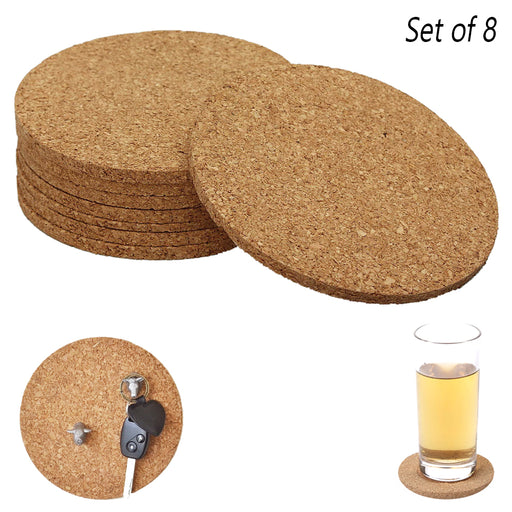 Round Cork Coasters for Drinks, Rustic Bar Coaster Set 