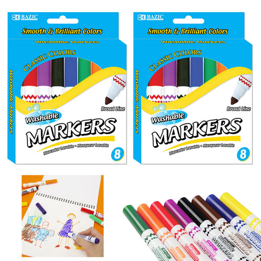 16 PC Jumbo Washable Markers Kids Activities Triangle Broad Line Classic Colors