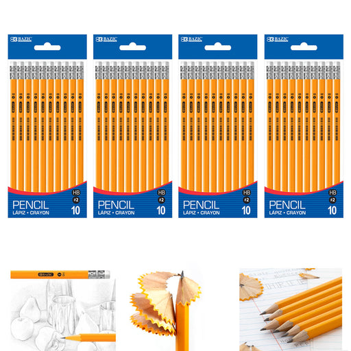 BAZIC Pencil #2 HB Pencils, Latex Free Eraser, Premium Wood Yellow Pencils  (20/Pack), 1-Pack