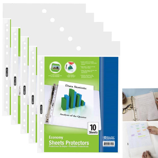 100 Sheet Page Protectors Clear Plastic Sleeve Binders 8.5 x 11 In Paper  Office 