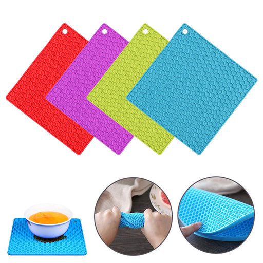 2 Silicone Pot Holder Oven Mitt Potholder Trivet Heat Flame Resistant 3 in1 !