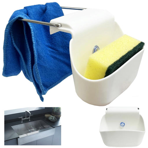 AllTopBargains 4 Sink Caddy Kitchen Silicone Soap Sponge Holder Hanging Basket Dish Bath Shower