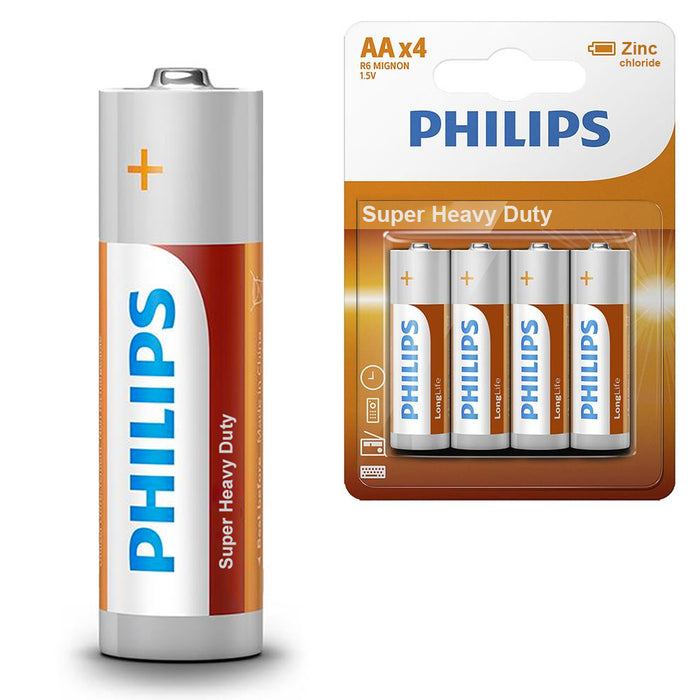 48 AA Philips Zinc Chloride Batteries R6 1.5V Super Heavy Duty Use Lon ...