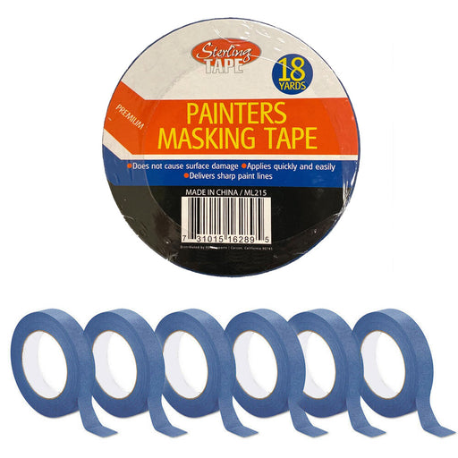 6 Rolls Masking Paint Tape Multi Surface Painters Arts Craft 0.94 x 30 yd Beige WPM130
